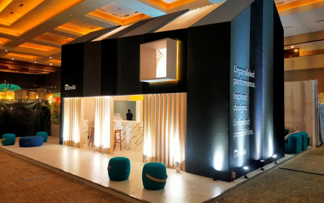 Portfolio Wooden Booth Sunbrella @ IFEX 2024 sunbrella ifex 2023